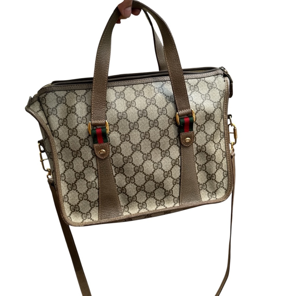 Gucci Beige and Brown Canvas Tote